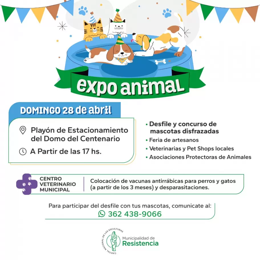 La Expo Animal se lleva a cabo este domingo en el playn de estacionamiento del Domo del Centenario de Resistencia.